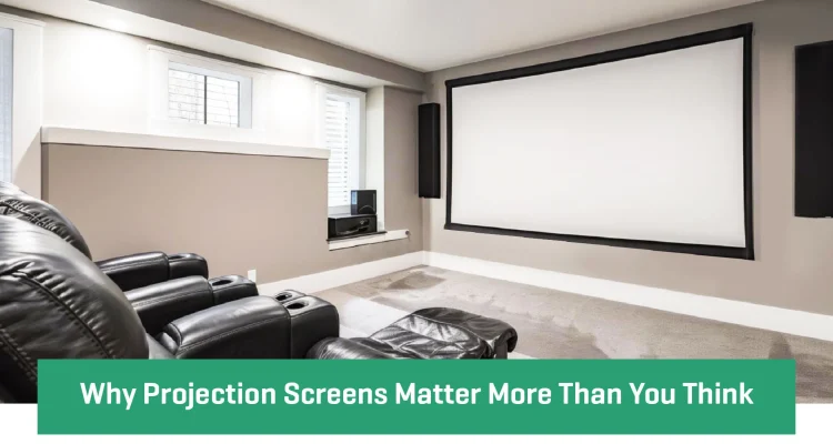 Projector setup on Lumina fixed frame screen in a living room