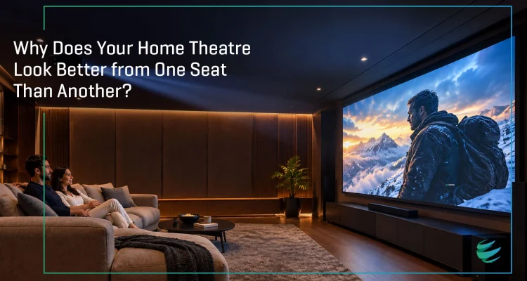 Home theatre projector screen viewing angle showing brightness differences from different seats