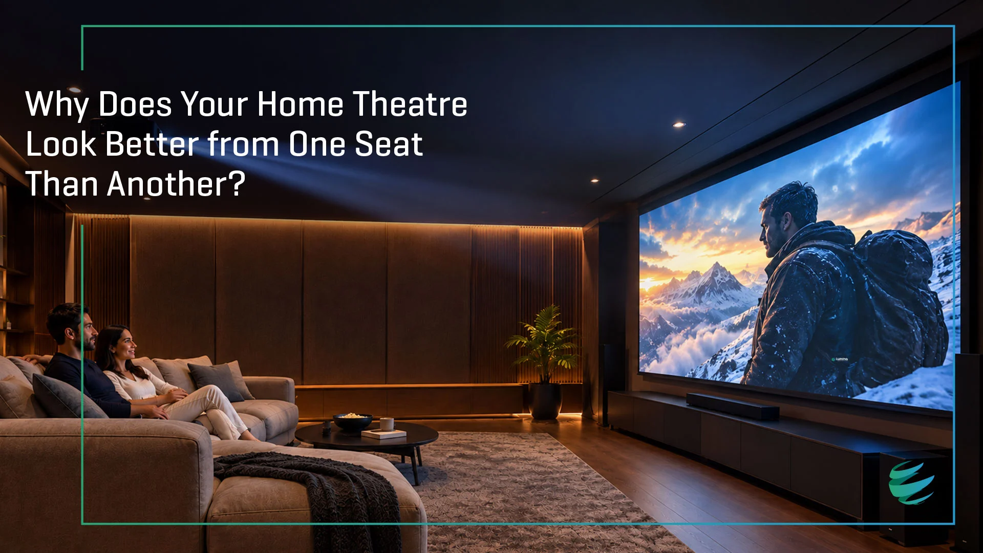 Home theatre projector screen viewing angle showing brightness differences from different seats
